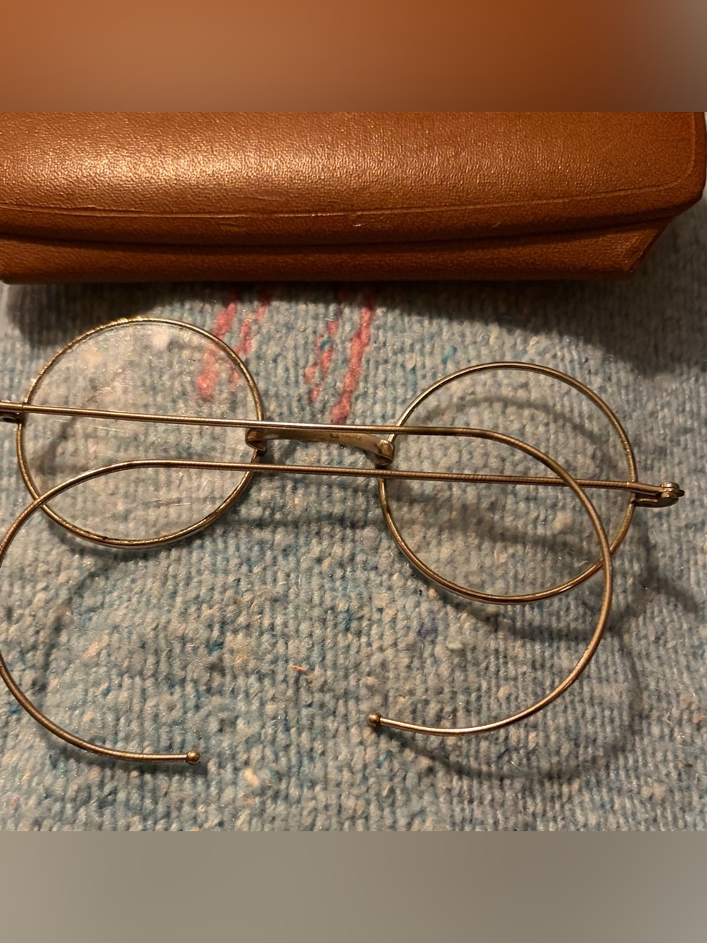 Vintage Round Wireframe Glasses with Case - gold Tone - Picture 6 of 14
